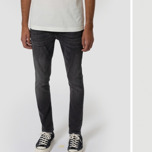 nudie jeans men’s straight leg jeans in black wash